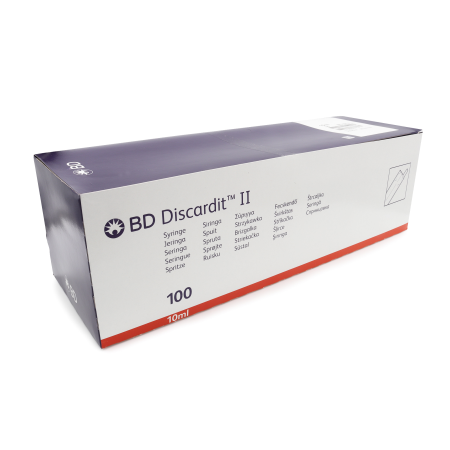 BD Discardit II 2-tlg. Standardspritze Luer 10 ml exzentr., unterteilt in 0,5 ml
